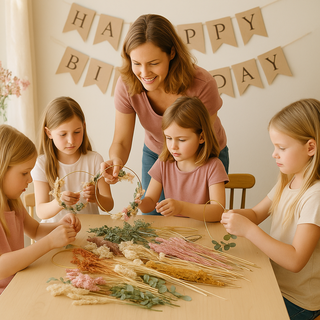 DIY Set Kindergeburtstag Blumenringe aus Trockenblumen