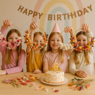 DIY Set Kindergeburtstag Blumenringe aus Trockenblumen