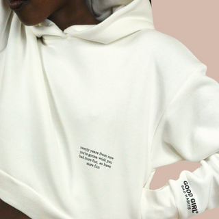 Crop Hoodie "TWENTY YEARS FROM NOW" - White