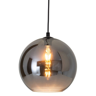 Pendelleuchte "VASO", Kugellampe Glas, Hängelampe, Metall und Rauchglas in Anthrazit, E27-Fassung, für Esszimmer, Wohnzimmer, Diele oder Büro, mit einem Øvon 25 cm