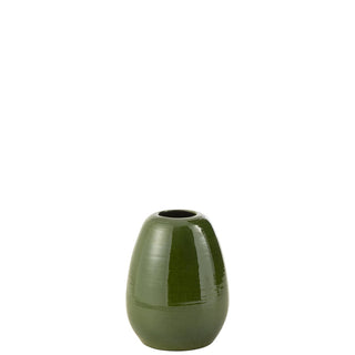 J-Line Vase Lola Porzellan Grün Klein – Runde Design Blumenvase aus Keramik 30 cm