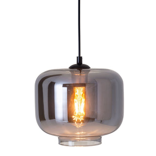 Pendelleuchte "VASO", Retro, Hängelampe, Metall und Rauchglas in Anthrazit, E27-Fassung, für Esszimmer, Wohnzimmer, Diele oder Büro, mit einem Øvon 25 cm