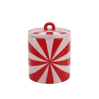 Candy Swirl Dekoglas mit Deckel – Buntes Aufbewahrungsglas im Wirbel-Design | Housevitamin - Rot/Pink - 11x11x14,5 cm