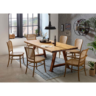 Teak Armlehnstuhl mit Wiener Geflecht – Handgefertigter Kaffeehausstuhl aus Naturholz