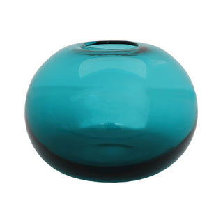 Grün-Blaue Glasvase 18 cm – Mundgeblasene Designvase für moderne Wohnaccessoires