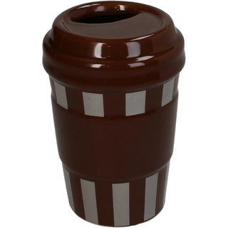 Vase Coffee To Go Braun & Beige – Kaffeebecher-Vase aus Steingut