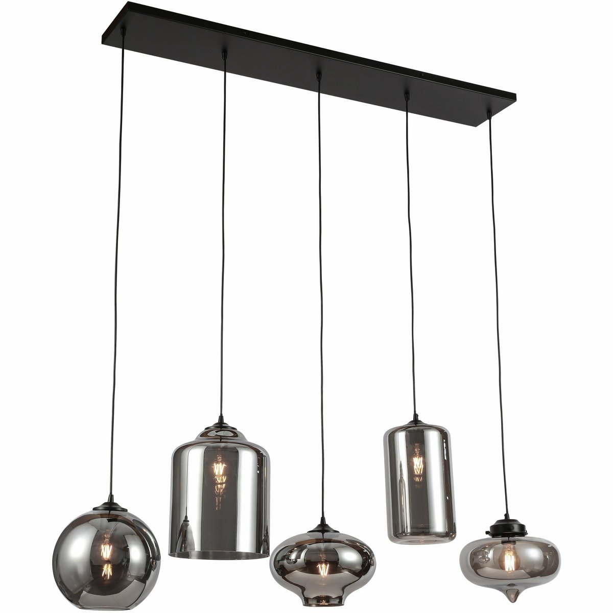 Ava Hanging Lamp Smoke Glass 5-Light Mix