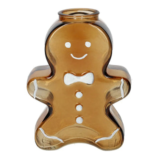 Glasvase Lebkuchenmann – Transparentes Braun & Weiß | Weihnachtsdeko