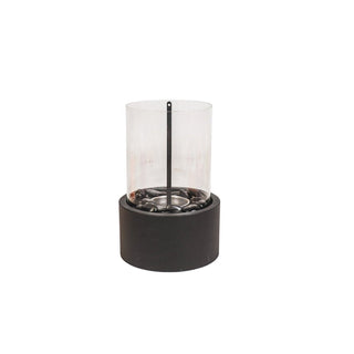 Tischkamin Bioethanol 18x18x26,5 cm – Tischfeuer aus Metall & Glas mit Steinen