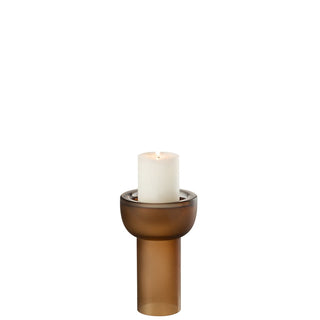 Vase & Kerzenständer Yoko Glas Braun – Kleines 2-in-1 Dekoobjekt von J-Line