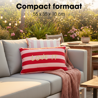 Dekokissen LOVE IT Rot Rosa – modernes Zierkissen Sofa & Wohnzimmer Deko 55x35 cm