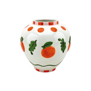 Fayence Vase Orange – Handgefertigte Dekovase Ø17,4 cm