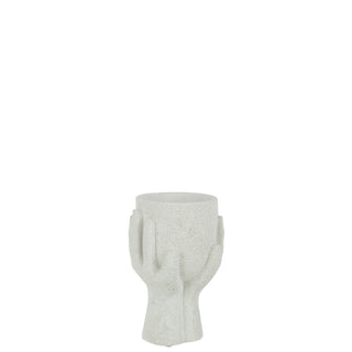 J-Line Blumentopf Weiß aus Zement – moderne Deko Vase 19 cm