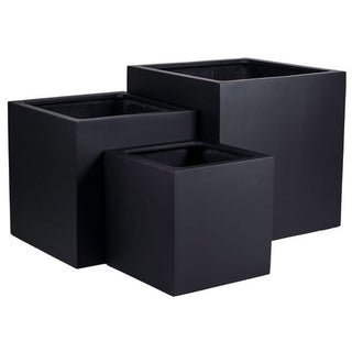 El Salvador Pflanzentopf Schwarz – Moderner Fiberstone Pflanztopf für Terrasse & Garten