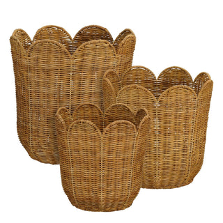 Rattankorb Set 3er – Aufbewahrungskörbe aus Rattan rund | Mica Decorations Eleta