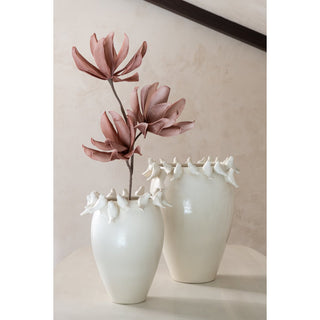 J-Line Keramikvase Weiß 40 cm – Große runde Design Blumenvase aus Keramik