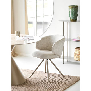 Fulham Dining Chair – Drehbarer Esszimmerstuhl Sand mit Sandfarbenen Metallbeinen | Moderner Polsterstuhl mit Drehfunktion – 2er-Set