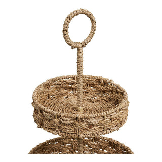 Rifbjerg Tablett aus Seegras Ø25 x 40,5 cm – Natürliches Dekotablett & Serviertablett im skandinavischen Boho Stil