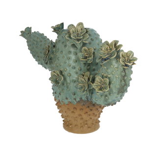 Kaktus Vase aus Keramik – Designvase in Türkis & Sand | H 26 cm