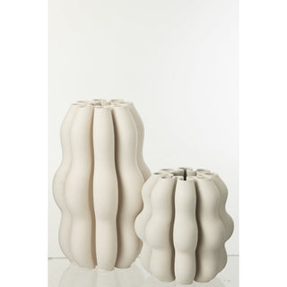 Große Vase Naos aus Keramik in Beige – Zeitlose Design-Vase von J-Line 40 cm hoch