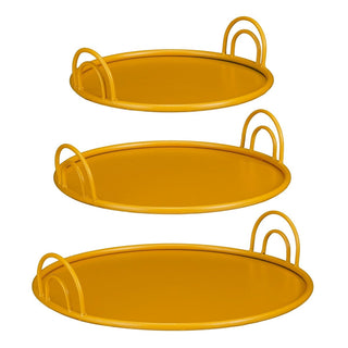 Tablett Set Gelb mit Griffen – 3er Metall Tabletts aus Eisen