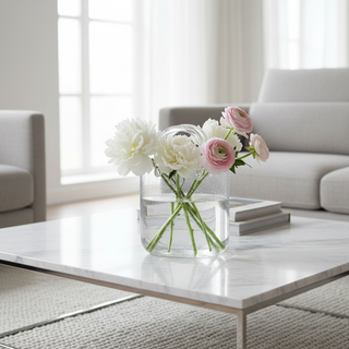 Handtaschen Vase aus Glas Transparent – Moderne Dekovase Nora 28 cm