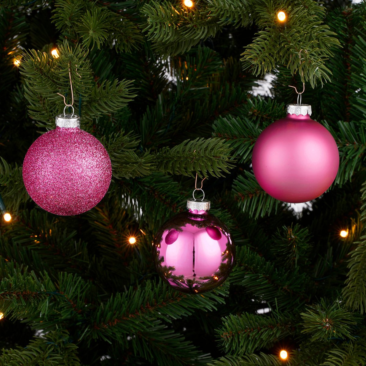 Christmas Balls Set - 42 Pieces - Ø7 cm - Glass - Fuchsia