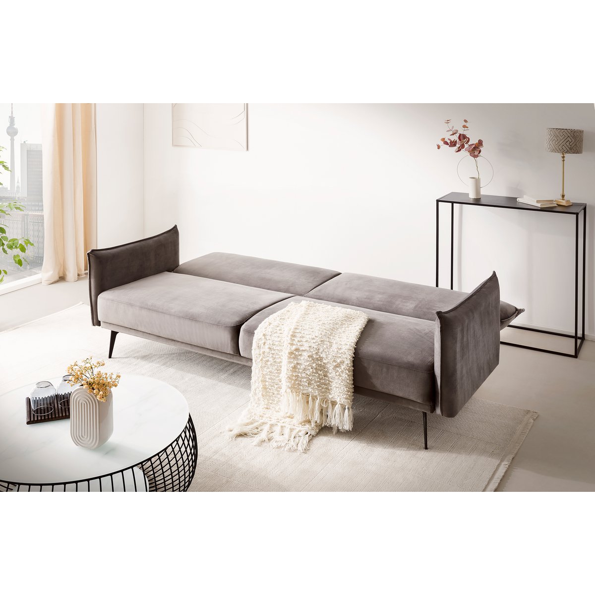 3-Sitzer Sofa Samt Grau