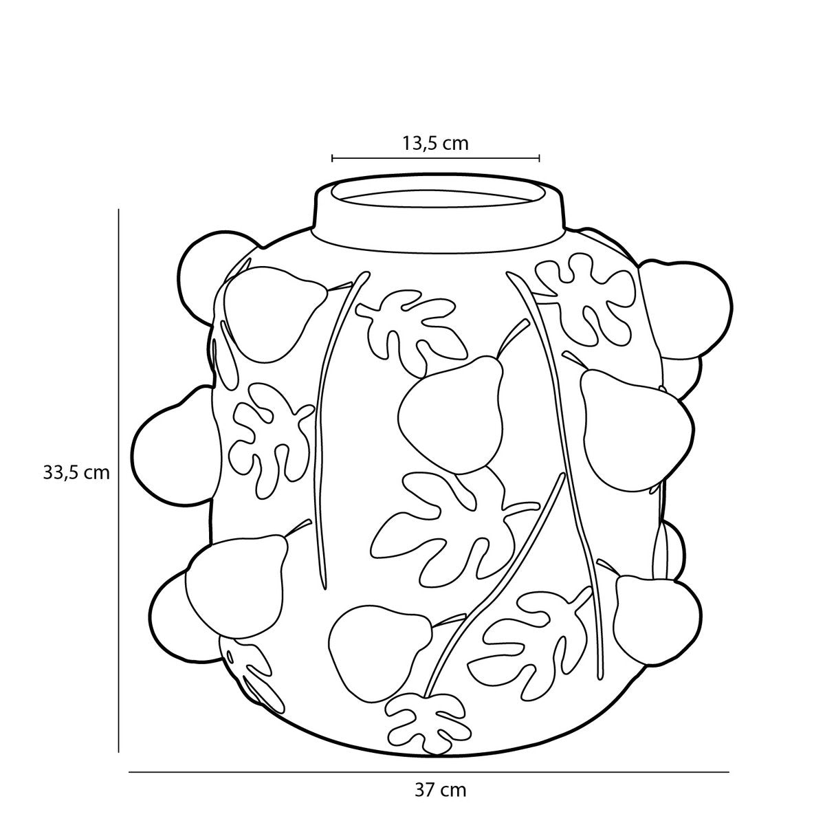 Melika Vase Keramik – Ocker mit Feigen