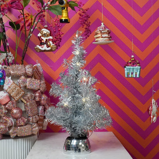 Künstlicher Baum – Weihnachtsbaum – LED-Licht – Batterie – Silber – 50 cm