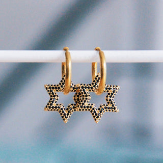 Edelstahl-Reifen mit Kristallstern – schwarz/gold