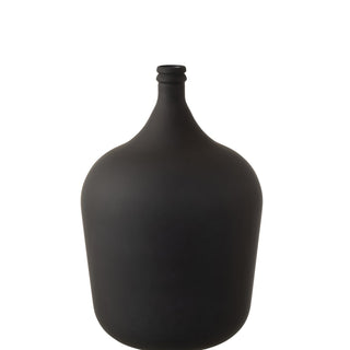 Vase schwarz, Keramik, Flasche, Gallone, schmaler Hals, weißer Hintergrund