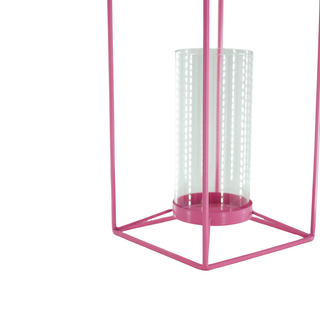 Laterne – Metall/Glas – Rosa – 12,5 x 12,5 x 20 cm