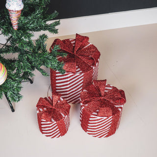 LED-Weihnachtsgeschenk – S3 – Polystyrol – Rot/Weiß – 15/20/25 cm