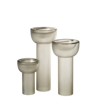 Vase / Kerzenhalter Yara aus Glas in Hellgrau – Elegantes Wohnaccessoire von J-Line, 38 cm