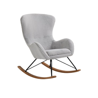 Schaukelstuhl in Lammfelloptik Hellgrau