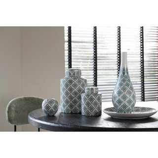 J-Line Vase Kousa Ball Porzellan Blau/Weiß – Kleine runde Design Vase aus Porzellan 11 cm