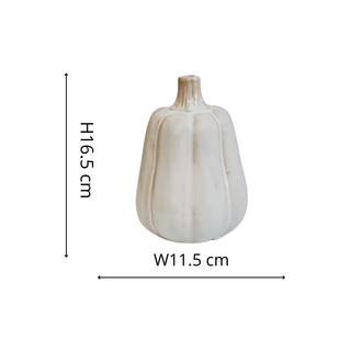 Hohe Kürbisvase aus Keramik – Elfenbein oder Kastanienbraun, 16,5 cm