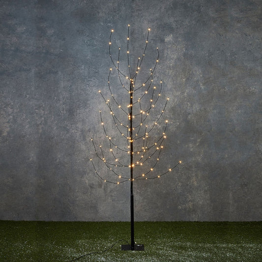 Tree with Warm White LED Lighting - H150 x Ø15 cm - Black