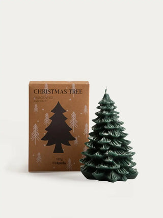 Dekorative Kerze | Holzhandwerk | Weihnachtsbaum | 175 g