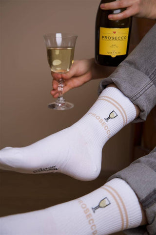 Prosecco Socken One Size – glitzernde Einheitsgröße Socken mit Lurex & Glamour Look