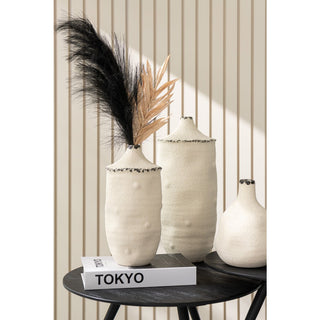 J-Line Vase Bay Pear Steingut Weiß/Schwarz – Moderne Design Keramikvase 20 cm