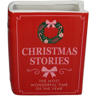 Keramikvase „Christmas Stories“ in Buchform – Rot & Rosa