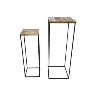 2-teiliges Pflanzenständer-Set - Mangoholz/Eisen
