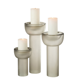 Vase / Kerzenhalter Yara aus Glas in Hellgrau – Elegantes Wohnaccessoire von J-Line, 38 cm