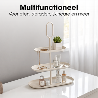 Etagere 3-stufig beige Metall – Große Servieretagere, Tischdeko modern, Deko Etagere für Küche, Wohnzimmer & Buffet