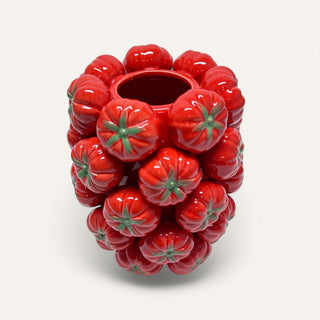 Handgemachte Tomatenvase – Keramik, 22 x 22 x 28 cm, Rote Dekoration für Zuhause