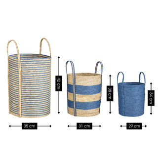 Aufbewahrungskorb Set Blau 3er – Geflochtene Körbe mit Griffen | Mica Decorations Brooklyn Körbe für Wohnzimmer, Kinderzimmer & Badezimmer