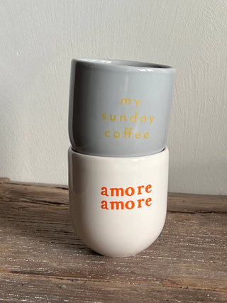 Keramik Becher “My Sunday Coffee” stylische Kaffeetasse