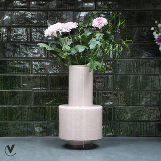 Volta Glasvase Beige Rosa 36 cm – Handgefertigte Designer Vase aus dickem Glas | Vase The World